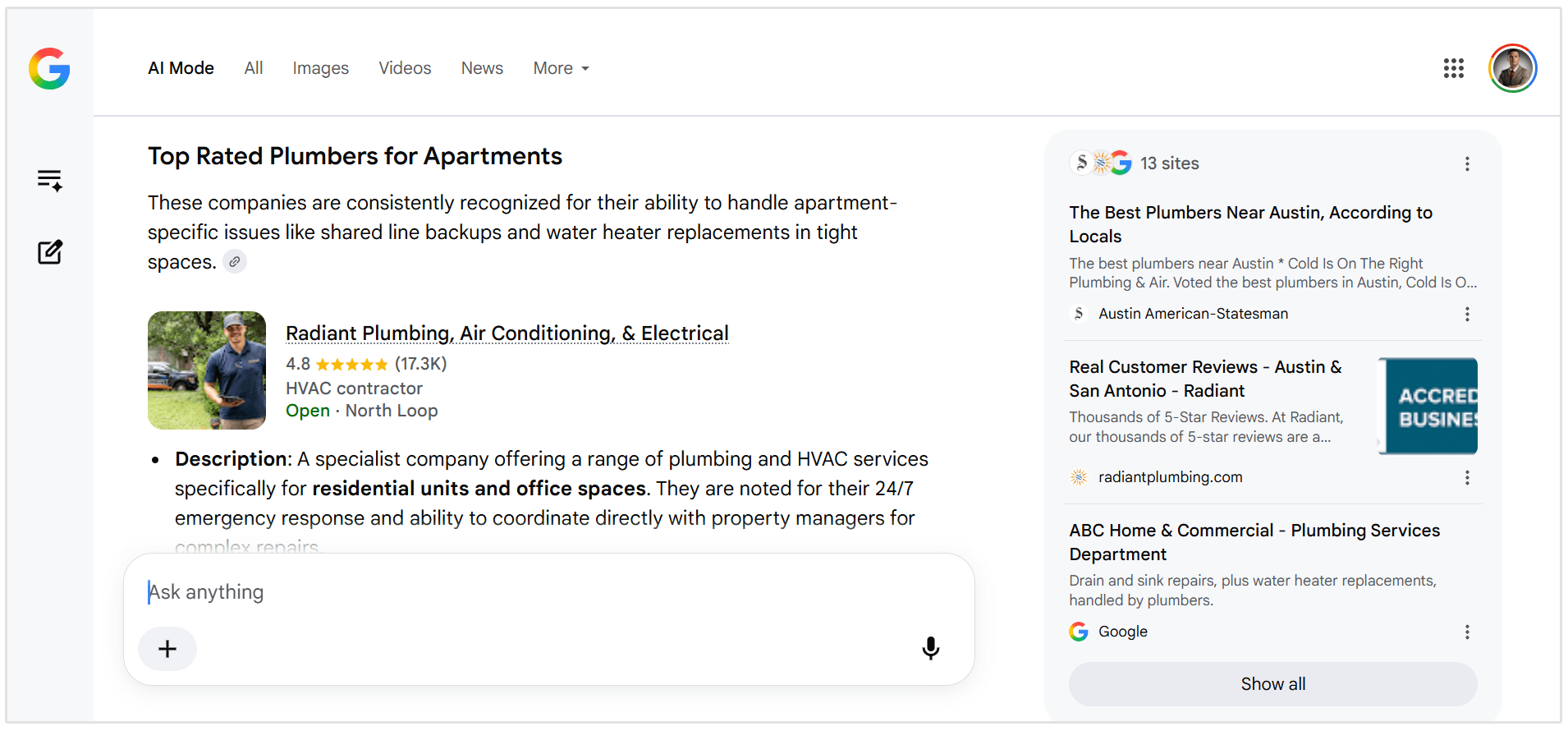 Google AI Mode example
